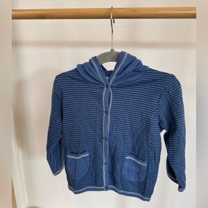 Blue Striped Hooded Cardigan